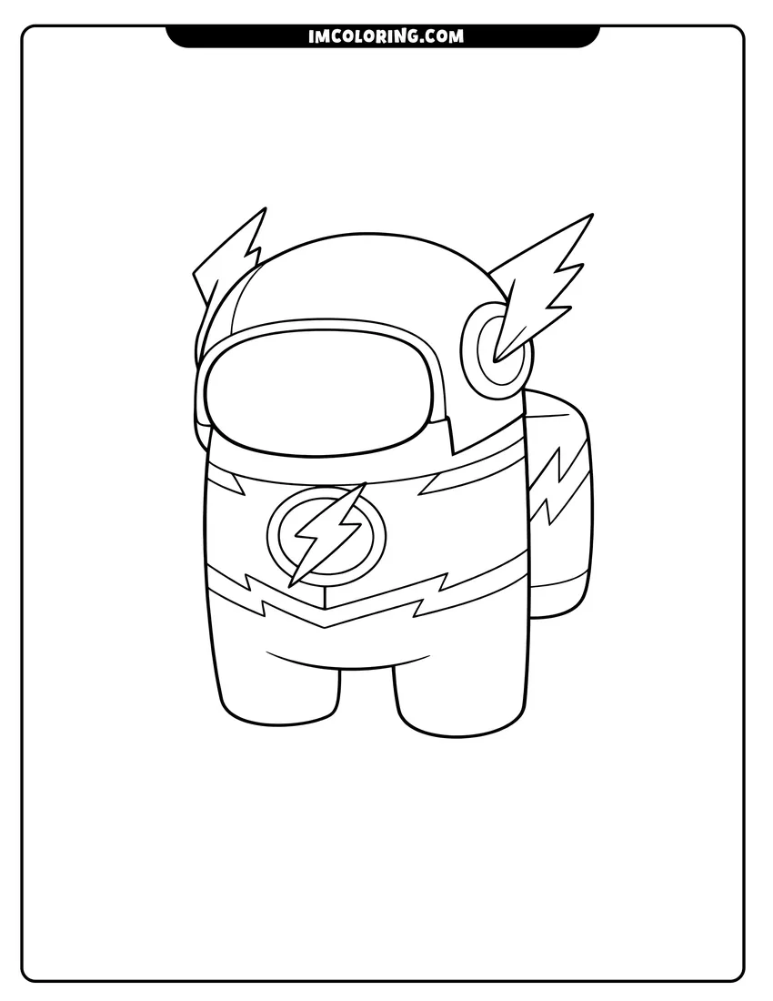 Among Us crewmate dressed as The Flash drawing meant for coloring