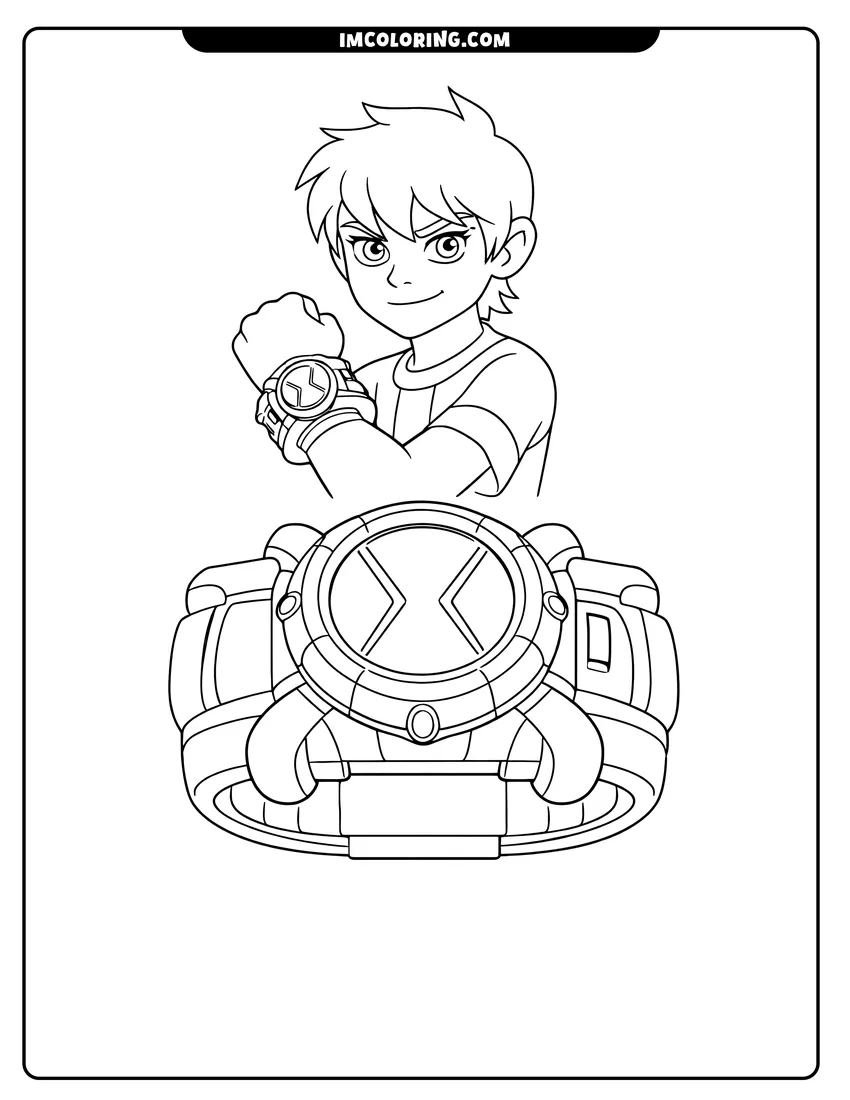 Illustration of Alien Force Omnitrix wristwatch ready for painting