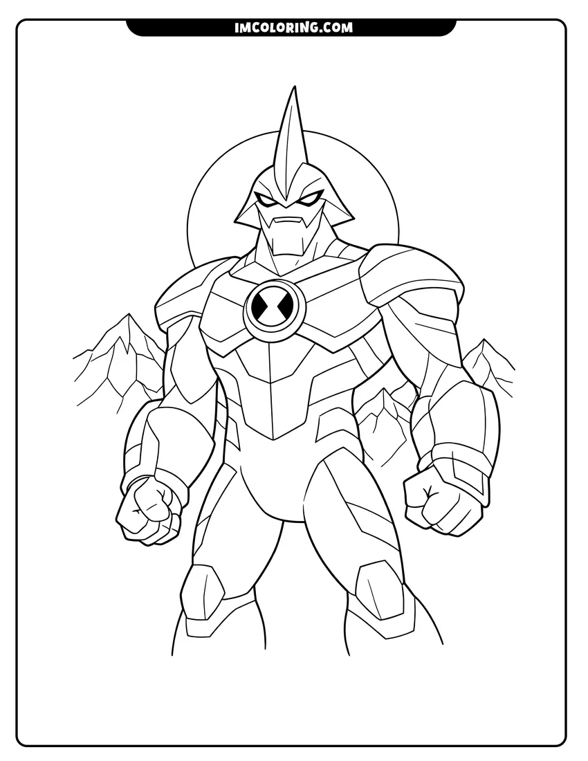 Way Big in front of mountain range drawing meant for coloring