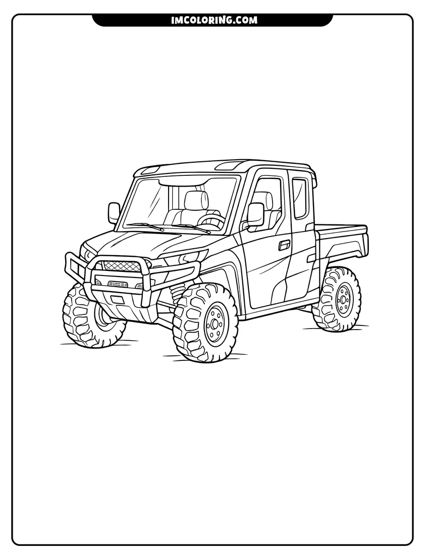 Scene showing Modern utility UTV with an enclosed cab to color