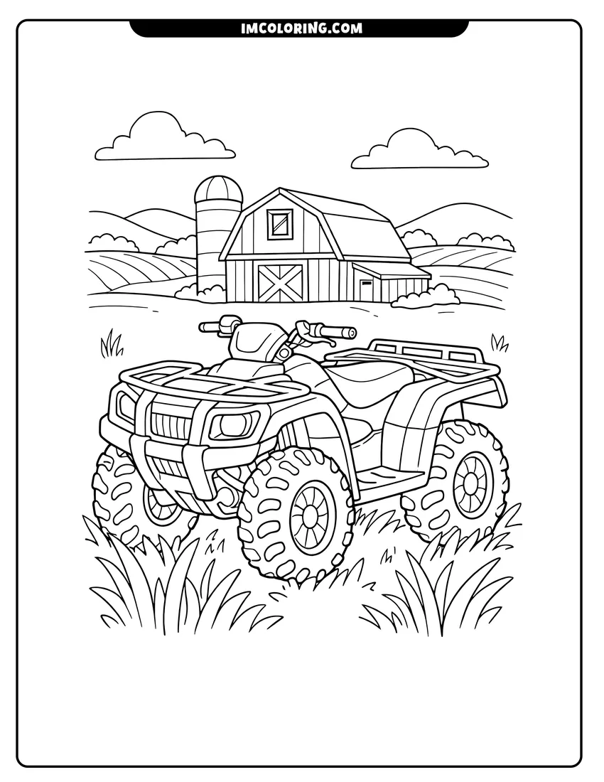 Scene showing Utility UTV parked near crop fields to color