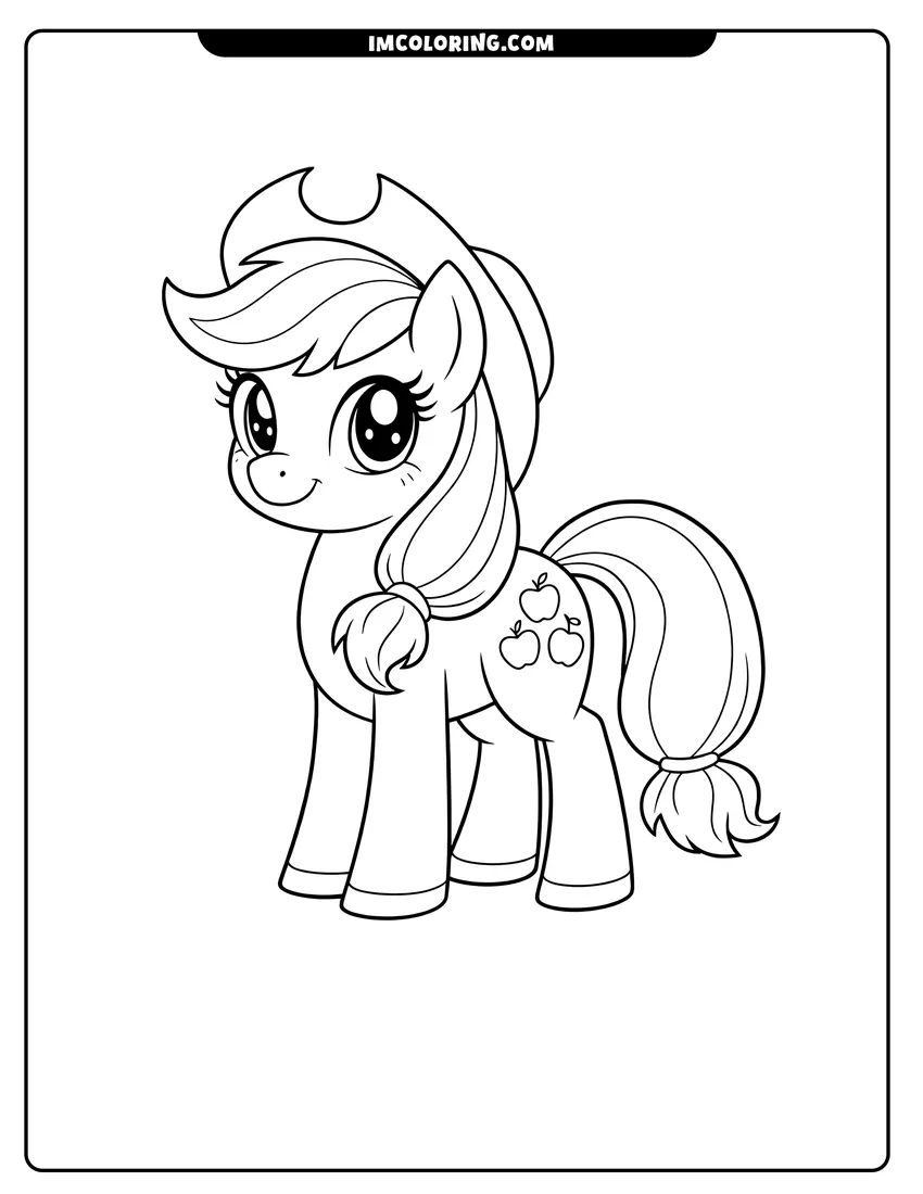 Illustration of Simple outline of Applejack with a gentle smile ready for painting