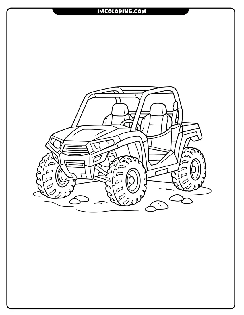 Simple utility UTV with big tires drawing meant for coloring
