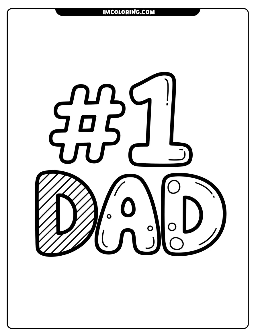 Line art of #1 Dad in a playful font for Father's Day.