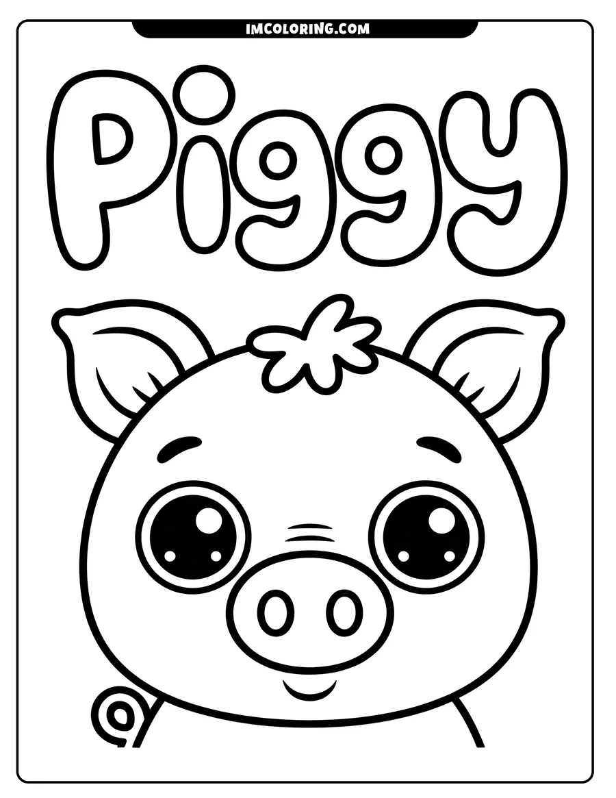 Outline drawing of a pig, ready for coloring.